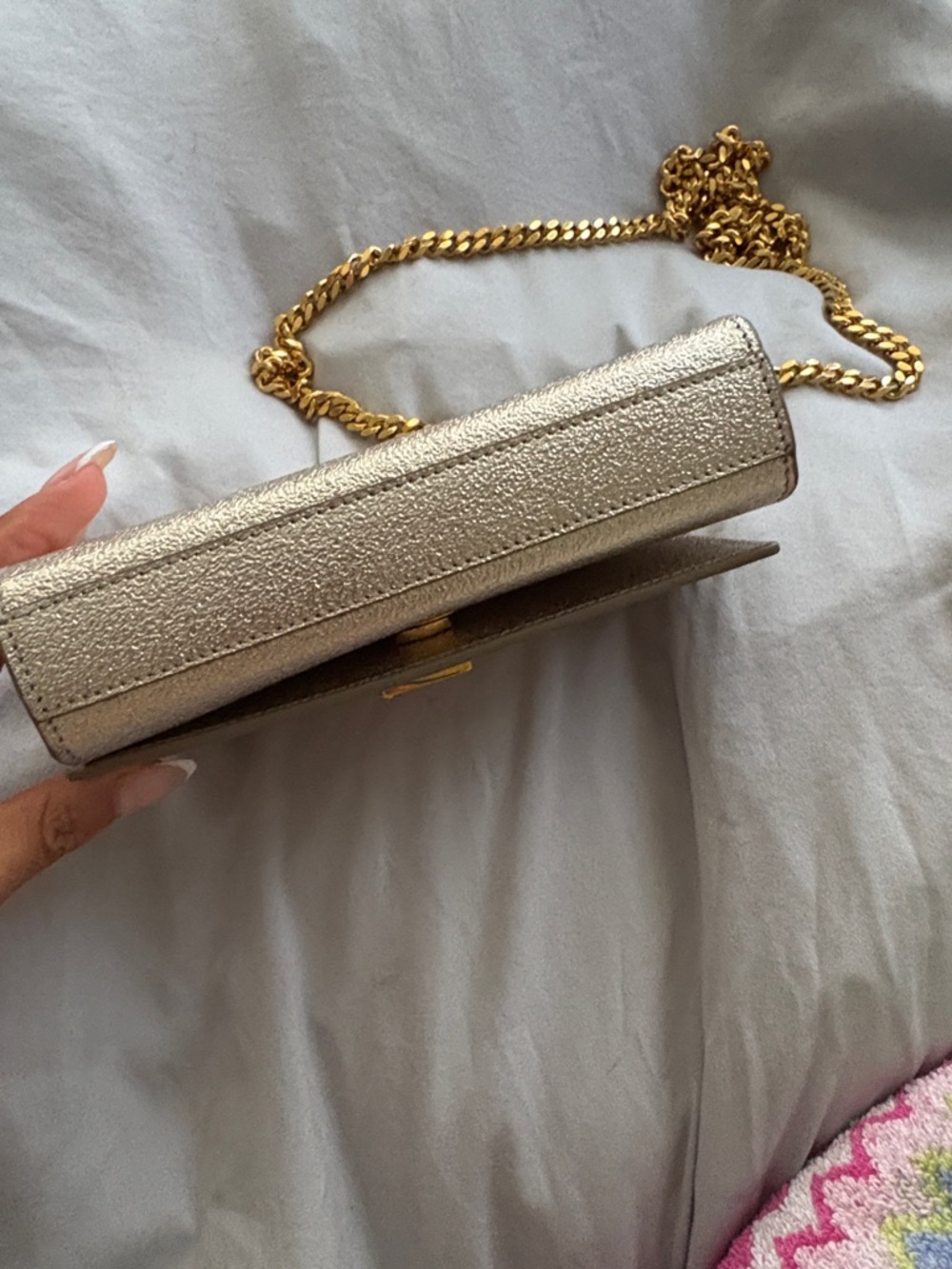Saint Laurent Gold Kate Evening Bag Monogram Chain Crossbody - Picture 6 of 12